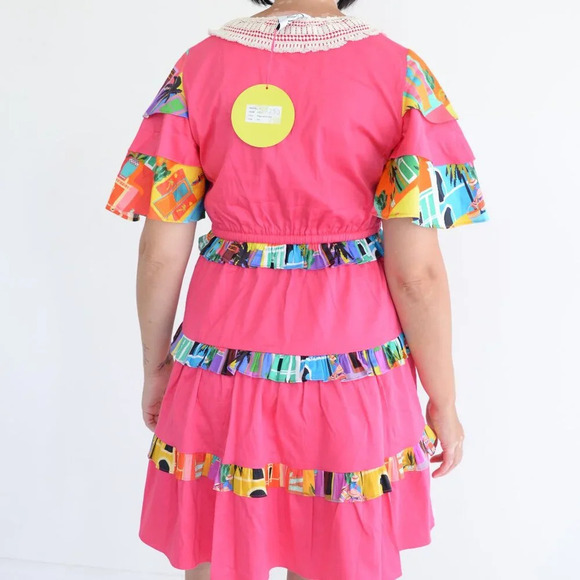 Alden Adair Begonia Lace Pink Floral Sabrina Tropical Summer  Mini Dress XS NWT - Picture 3 of 11